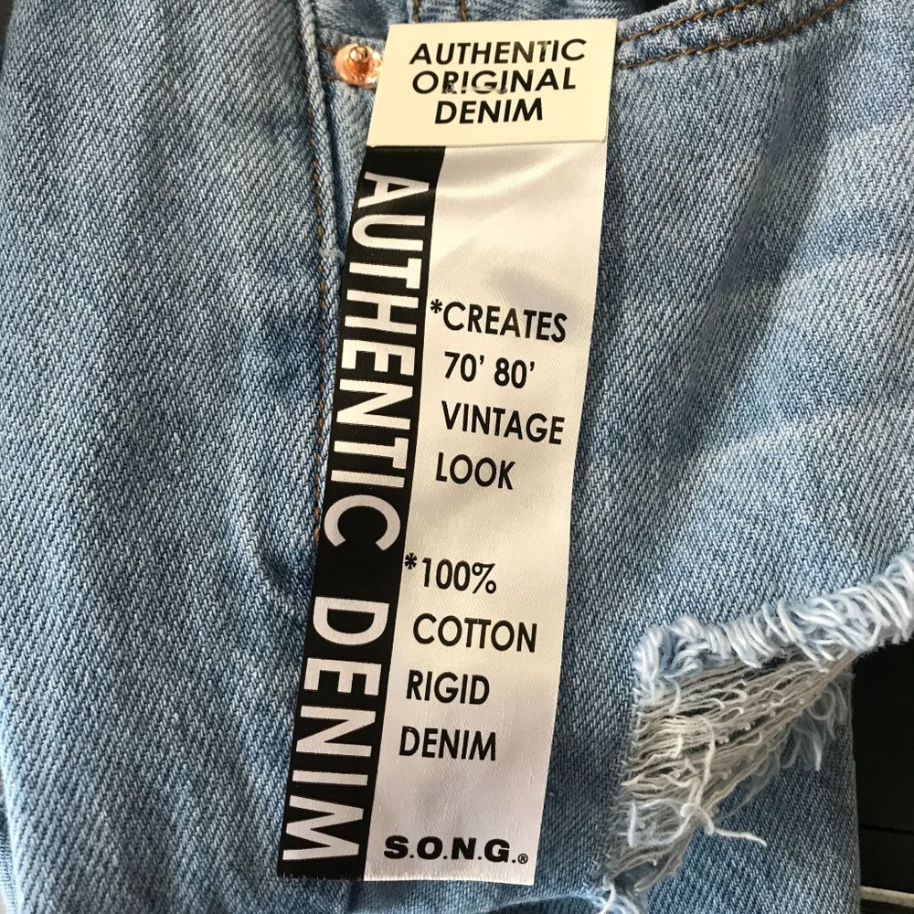 NWT S.O.N.G. Womens Light Blue Distressed High Rise Straight Crop Jeans Size 29 - Picture 9 of 11